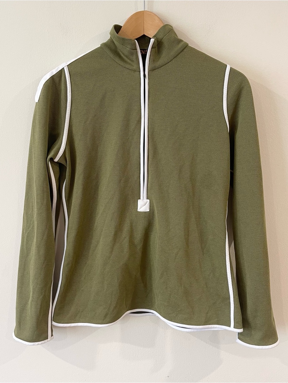 Frauenschuh Polartec Olive Green Quarter-Zip Top with White Trim Women’s size M
